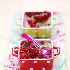 Red Currant and Apricot Clafoutis, Matcha Tea and Coconut Milk