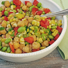 Serious Salads: Chickpeas, Corn and Red Peppers with Honey-Lime Vinaigrette