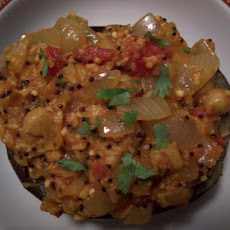 Tomato-Chickpea Curry in Eggplant Shells