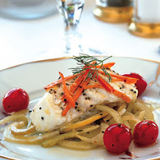 Halibut with Carrots, Fennel, Lemon, and Garlic