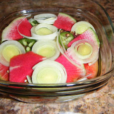 Lucky Pickle (Leek and watermelon radish)