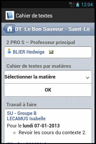 Android application Cahier de textes - Chocolat screenshort