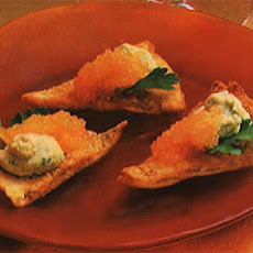 Smoked Caviar and Hummus on Pita Toasts