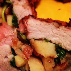 Baby arugula and apple stuffed pork tenderloin