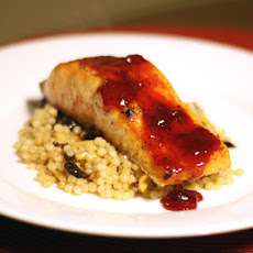 Salmon with Cherry Sauce and Israeli Couscous