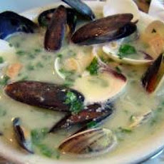 Fish, Clams, and Mussels with White Wine and Garlic