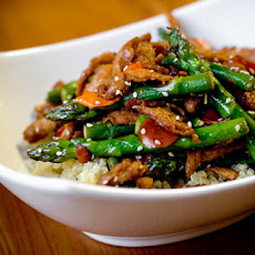Sesame Soy Curls with Asparagus and Quinoa