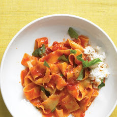 Broken Noodles with Tomato Sauce and Ricotta