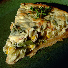 Corn Asparagus Leek Ricotta Tart with Herbed Olive Oil Crust