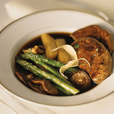 Roasted Mushrooms with Asparagus and Parmesan Cheese