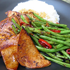 Seared Tofu with with Green Beans and Asian Coconut Sauce