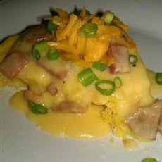 Creamed Ham on Corn Bread