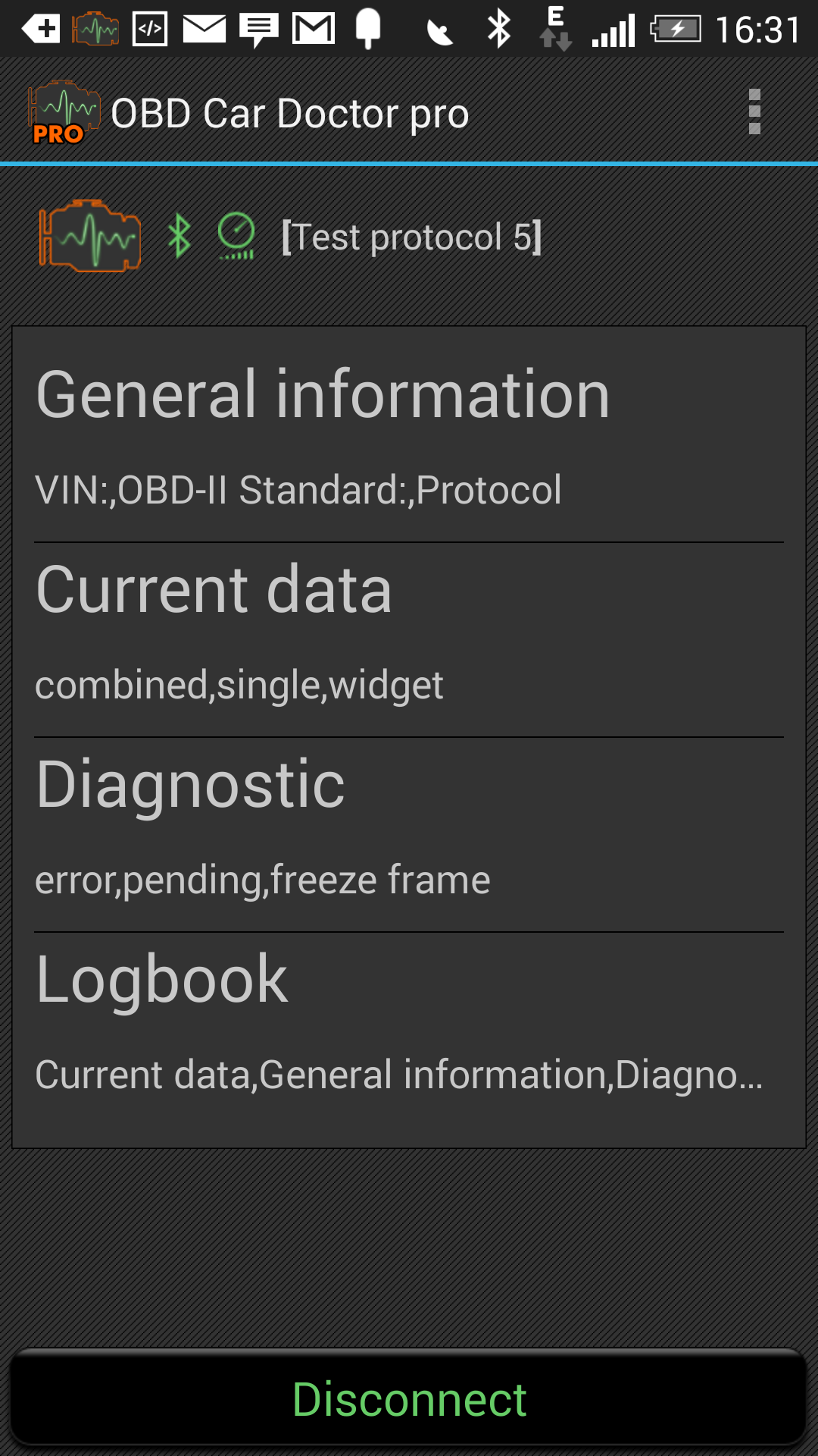 Android application inCarDoc Pro | ELM327 OBD2 screenshort