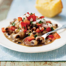 Fresh Peas with Spicy Pepper Relish