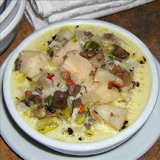 Chopped Mushroom Stems and Scallop Chowder
