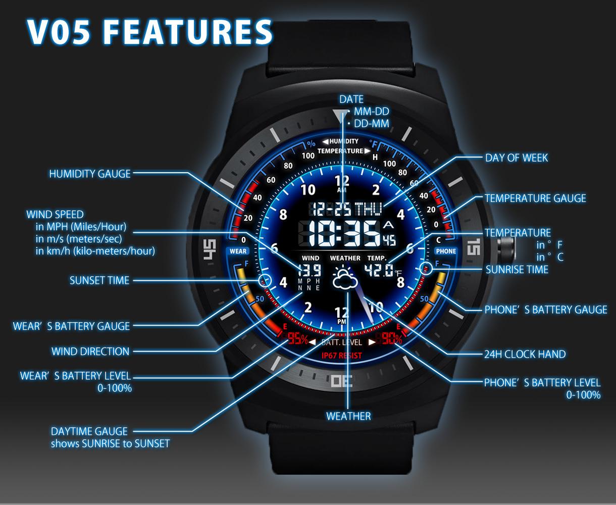 Android application V05 WatchFace for Android Wear screenshort