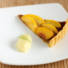 Peach and Almond Toffee Tart with Fennel Sorbet
