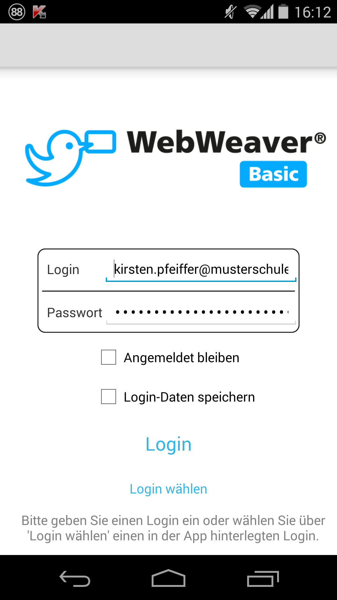 Android application WebWeaver Basic screenshort