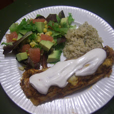 Lime Chicken Enchiladas with Roasted Red Pepper Herb Sauce