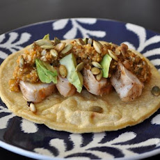 Grilled Chicken Tacos with Pumpkin Seed Sauce