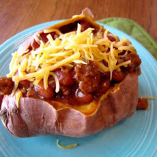 Chili Stuffed Sweet Potatoes / Yams