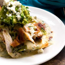 Tex-Mex hot brown sandwich with green chile Mornay sauce