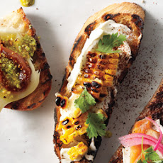 Grilled Corn, Crema Mexicana & Cilantro Crostini