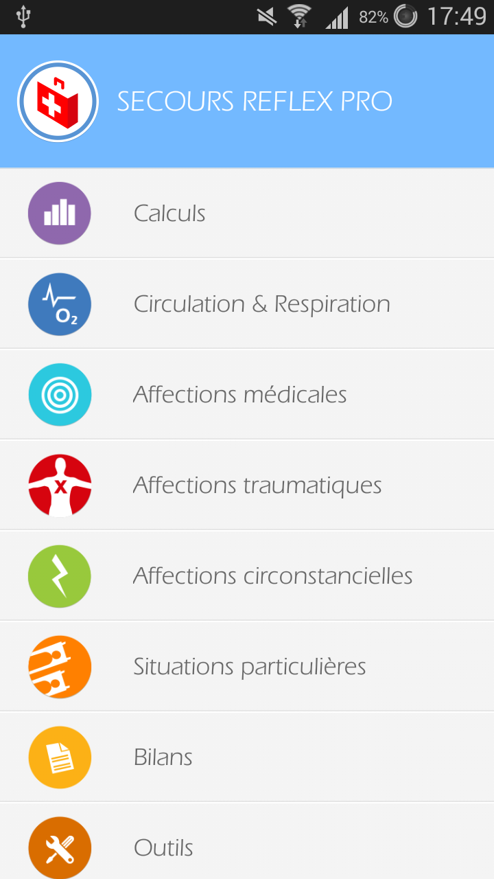 Android application Secours Reflex Pro screenshort