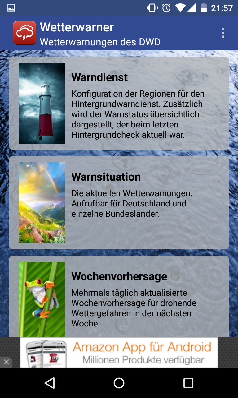 Android application Wetterwarner screenshort