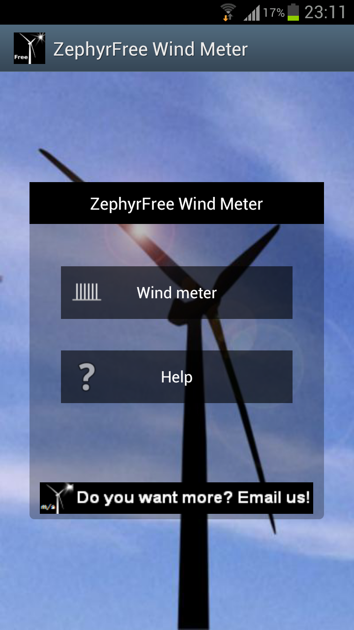 Android application ZephyrFree Wind Speed Meter screenshort