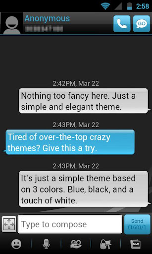 GO SMS THEME - Smooth Blue