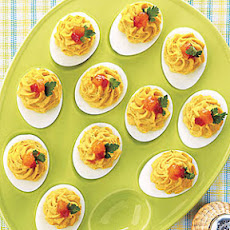 Curried Deviled Eggs with Chutney