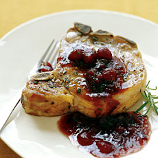Pork Chops with Cranberry, Port, and Rosemary Sauce