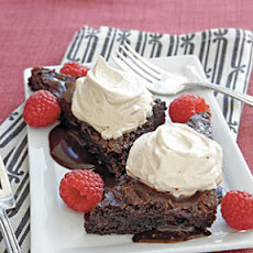 Mocha Cream Brownie Wedges with Fresh Raspberries