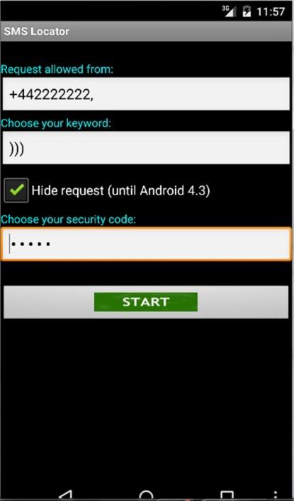 Android application SMS Locator screenshort