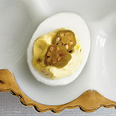 Triple Pickle Deviled Eggs