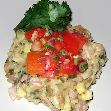 White Chicken Chili with Cheddar Hushpuppy Crust