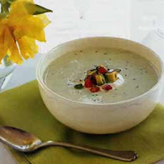 Cucumber and Avocado Soup with Tomato and Basil Salad