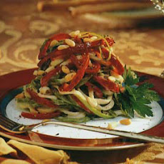 Linguine with Red Peppers, Green Onions and Pine Nuts