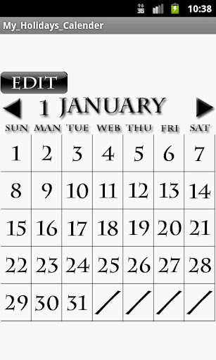 My Holidays Calendar