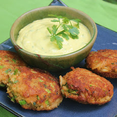 Wasabi Cilantro Aioli with Ginger Crab Cakes