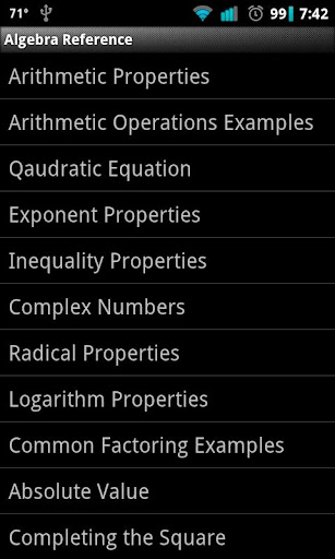 Algebra Reference