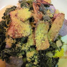 Kale with Heirloom Tomatoes and Marinated Tofu over Potatoes