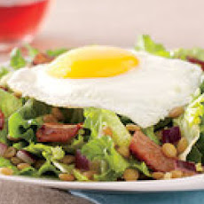 Basted Eggs and Smoky Lentil Salad