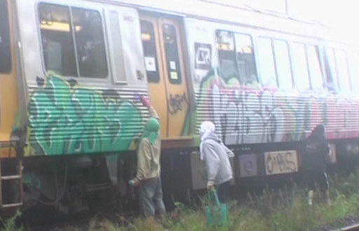 Train-surfer madness caught on video