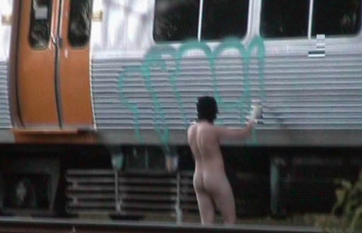 Train-surfer madness caught on video