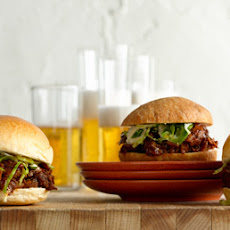Chipotle Barbecue Pulled Turkey Drumstick Sliders with Brussels Spout Slaw