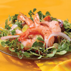 Raspberry Shrimp & Grapes Over Greens