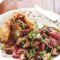 Sliced Steak and Mushrooms with Warm Potato Salad