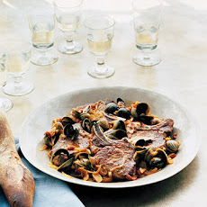 Pork Chops and Clams in Garlic Broth